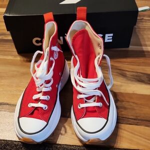 Converse Red and White High-Top Sneakers